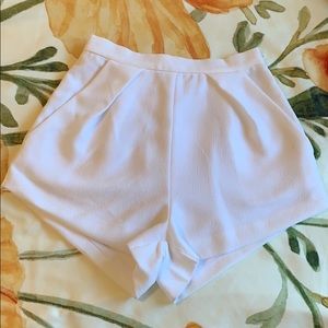 High Waisted White Shorts